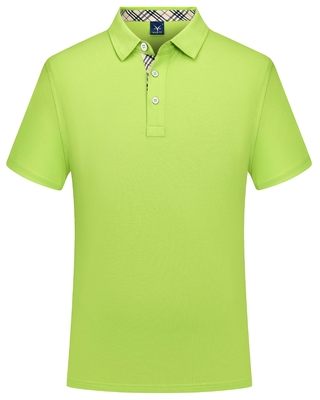 Plain Dyed Mens Polo Shirt Customized Fabric Green Breathable T Shirt