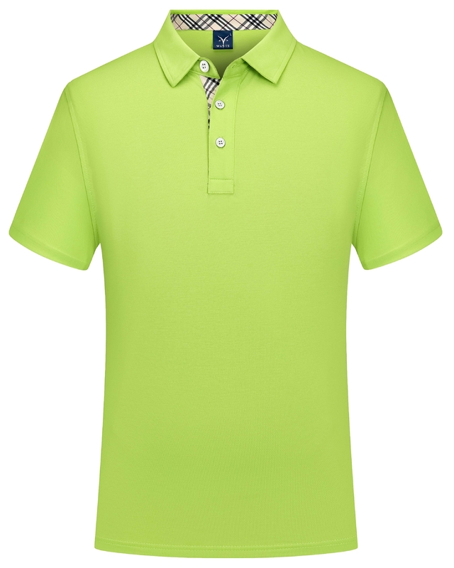 Plain Dyed Mens Polo Shirt Customized Fabric Green Breathable T Shirt